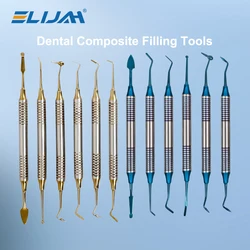 ELIJAH 6Pcs/Kit Orthodontic Composite Resin Filling Spatula Restoration Tool Titanium Plated Head Resin Filler Set Thick Handle