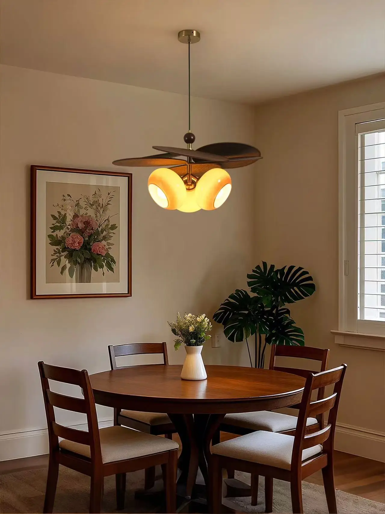 Japanese Retro Fabric Leaves E27 Pendant Light Restaurant Bedroom Living Room Indoor Home Decor Chandelier Designer Ceiling Lamp
