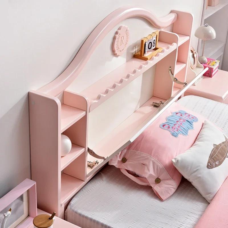 الإبداعية الحديثة الفتيات إطار سرير مزدوج أدراج التخزين فيلا سرير علوي الأميرة خشب متين المنظم Beliche أثاث الفندق