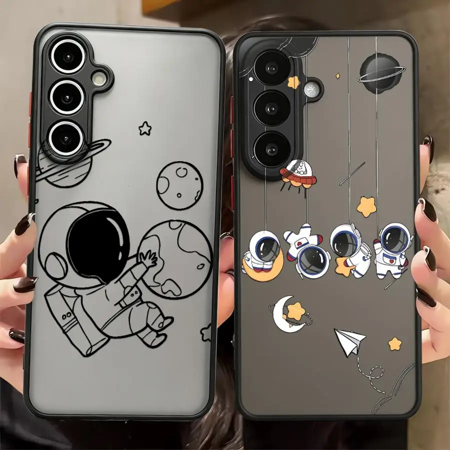 Phone Cover Case for Samsung Galaxy A56 A55 A54 A52S A72 A73 A33 A34 A36 A16 A15 A35 A17 A52 A53 A14 A23 Cartoon Astronaut
