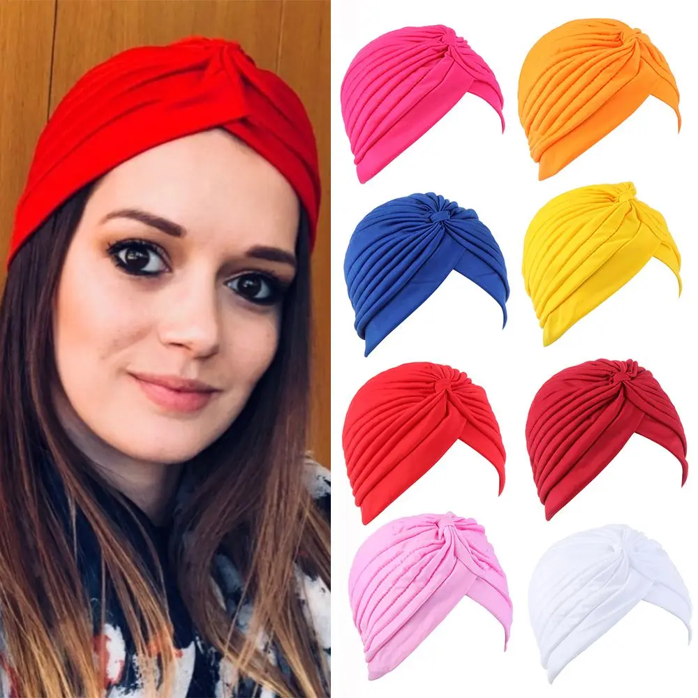 Women Bandana Head Cover Hat Stretchy Turban Muslim Hat Ladies Head Wrap Chemo Cap