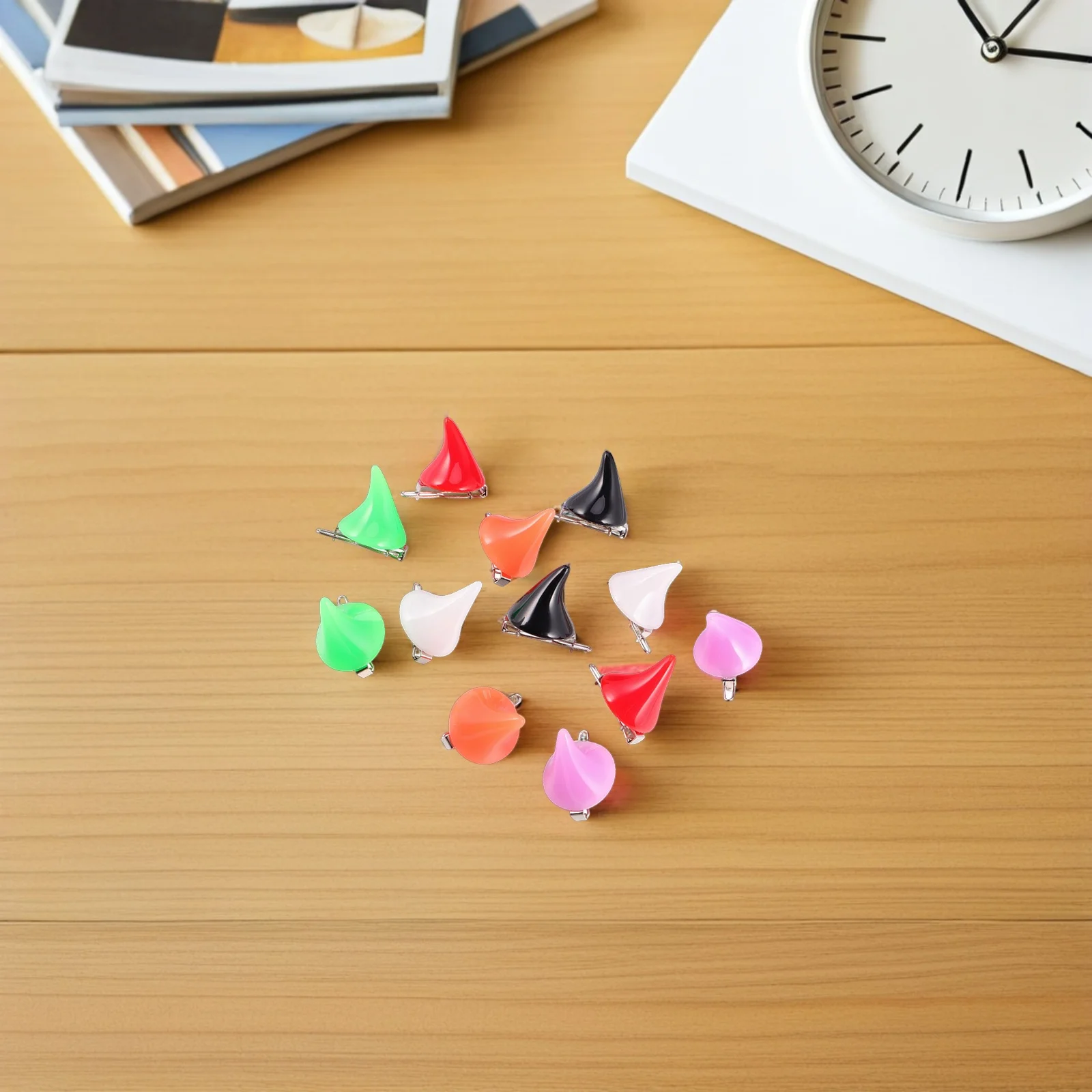 12 قطعة مقاطع الشعر الشيطان مجموعة مقاطع الشعر الشيطان تأثيري 6 ألوان هالوين زي ملحق للحزب تأثيري مخيف أغطية الرأس ديكور #5