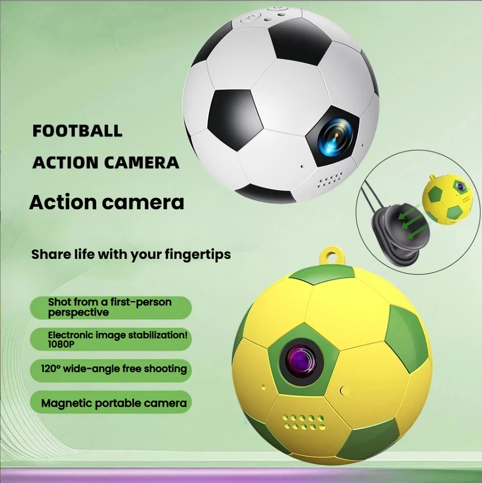 New Portable 1080P HD Thumb Camera 130°Wide-angle Outdoor Soccer Shape Small Sport Camcorder Wearable Keychain Video Recorder