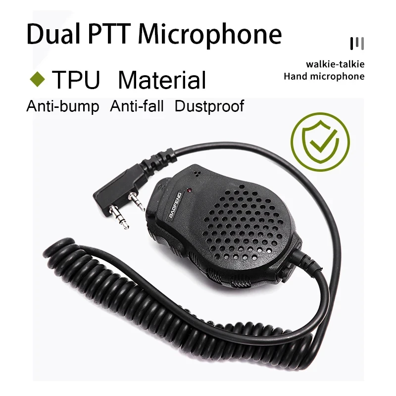 Baofeng Microphone UV-82 Dual PTT Speaker Shoulder Mic Tangent Headset For DM-1701 UVK5 UVK6 UV17 Pro UV5RH UV-18i Walkie Talkie