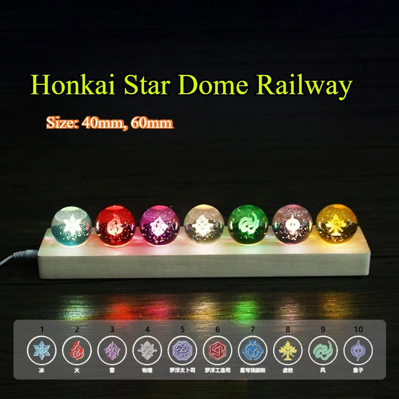 

Honkai Star Железнодорожный Хрустальный Шар Ночник 3D Резной Десять Элементов Хрустальный Шар Атмосфера Свет Украшение Домашнего Офиса