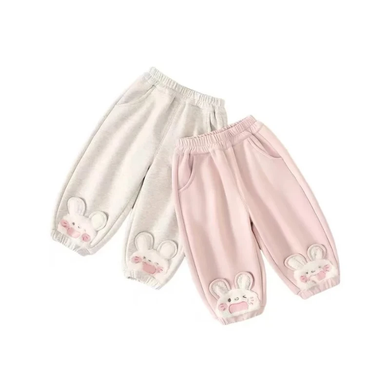 

2025 Winter Hot Selling Children's Cotton Soft Glutinous Thick Velvet Cute Rabbit Pattern Sanitary Pants