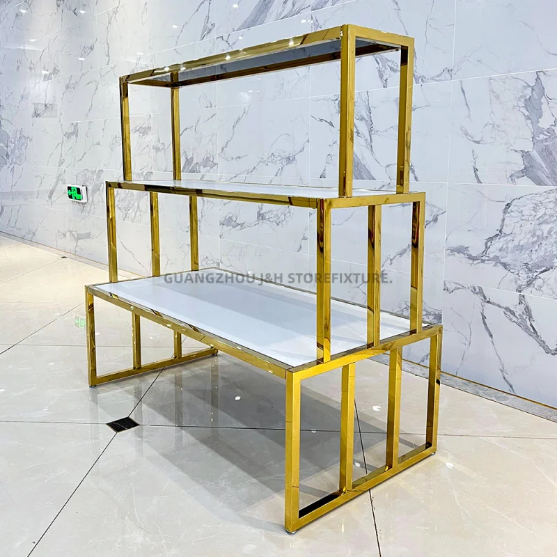 Customized. retail shoes rack display metal handbag display stand 3 tiers clothing boutique display showcase table furniture