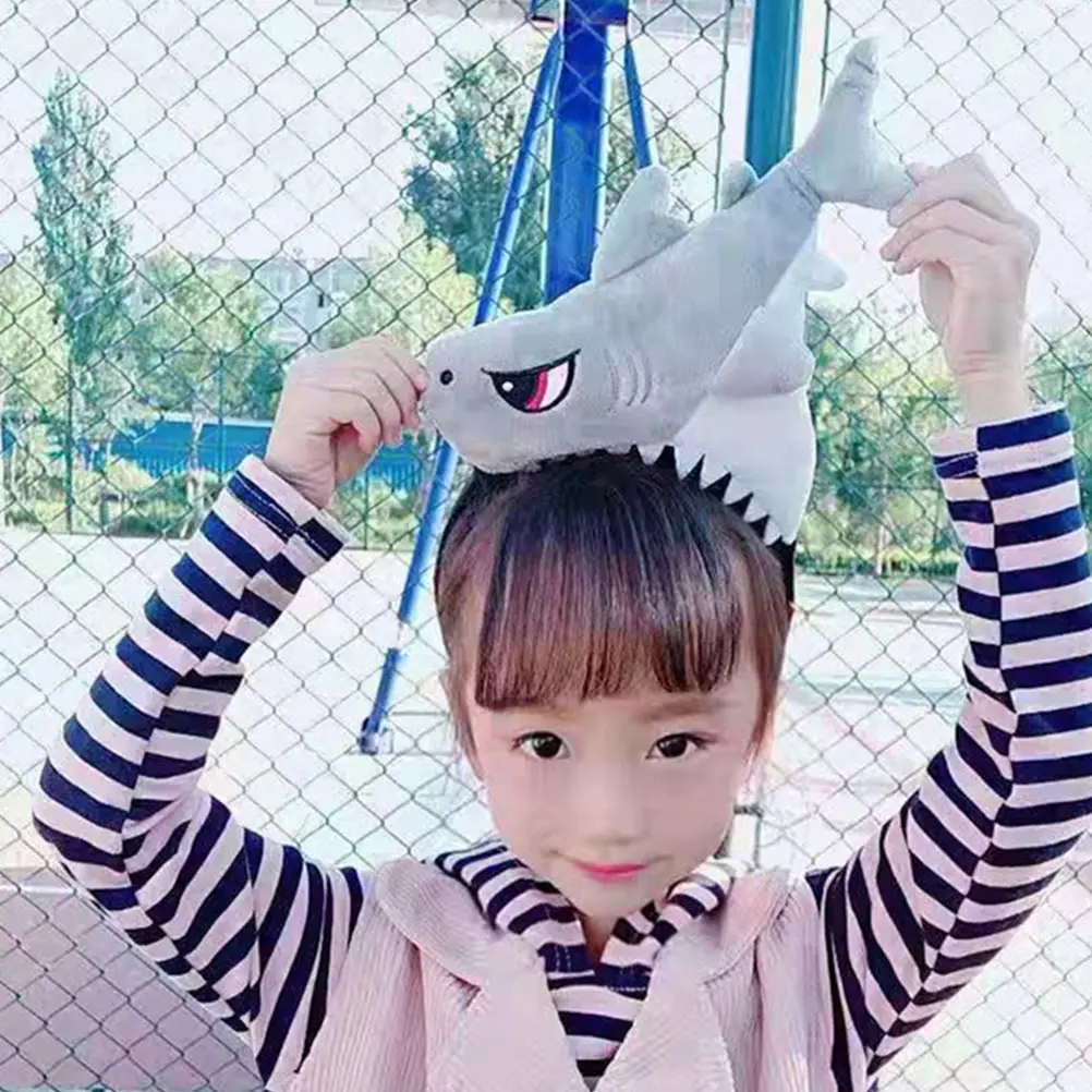 

2Pcs Cartoon Shark Headband Kids Halloween Party Hair Accessory Cloth Cosplay Headdress Lovely Gift for Children