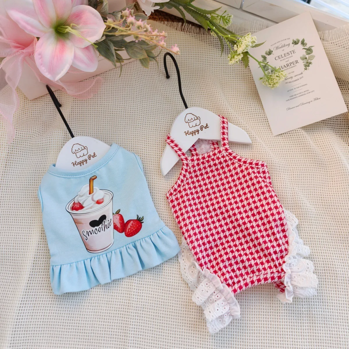 Cute Style Pet Bag Belly Clothes Four Legged Checkered Printed Dog Clothes Cat and Puppy Home Jumpsuit