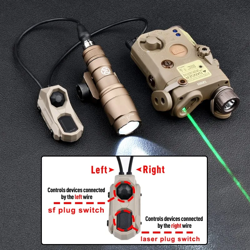 WADSN Tactical Axoun Dual Function ModButton Pressure Switch For Picatinny Mlok KeymodRail PEQ DBALM600Flashlight CraneSF2.5Plug