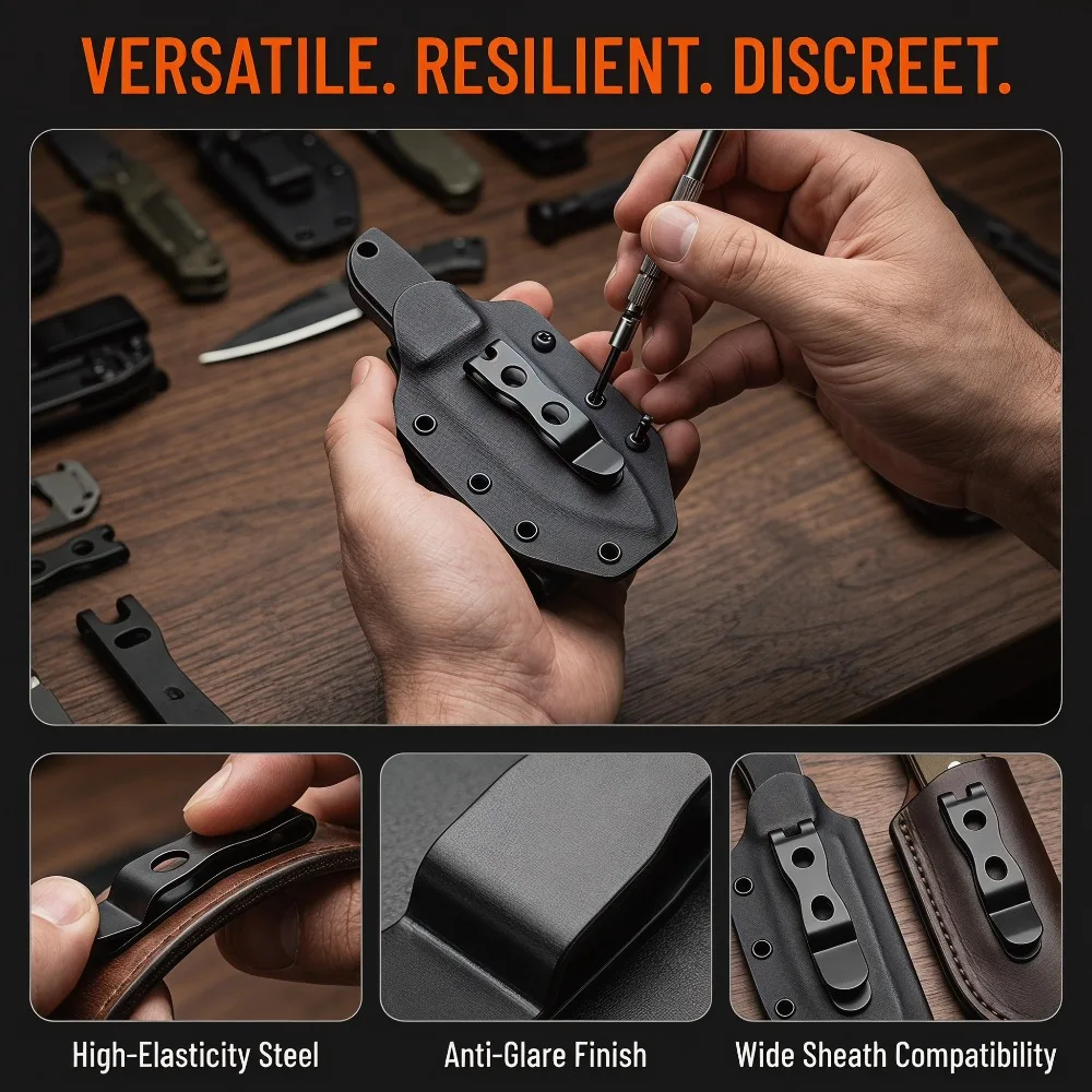 Durable Steel Knife Back Clip, Outdoor EDC Folding Knife Pocket Carry Clip DIY Modification Parts