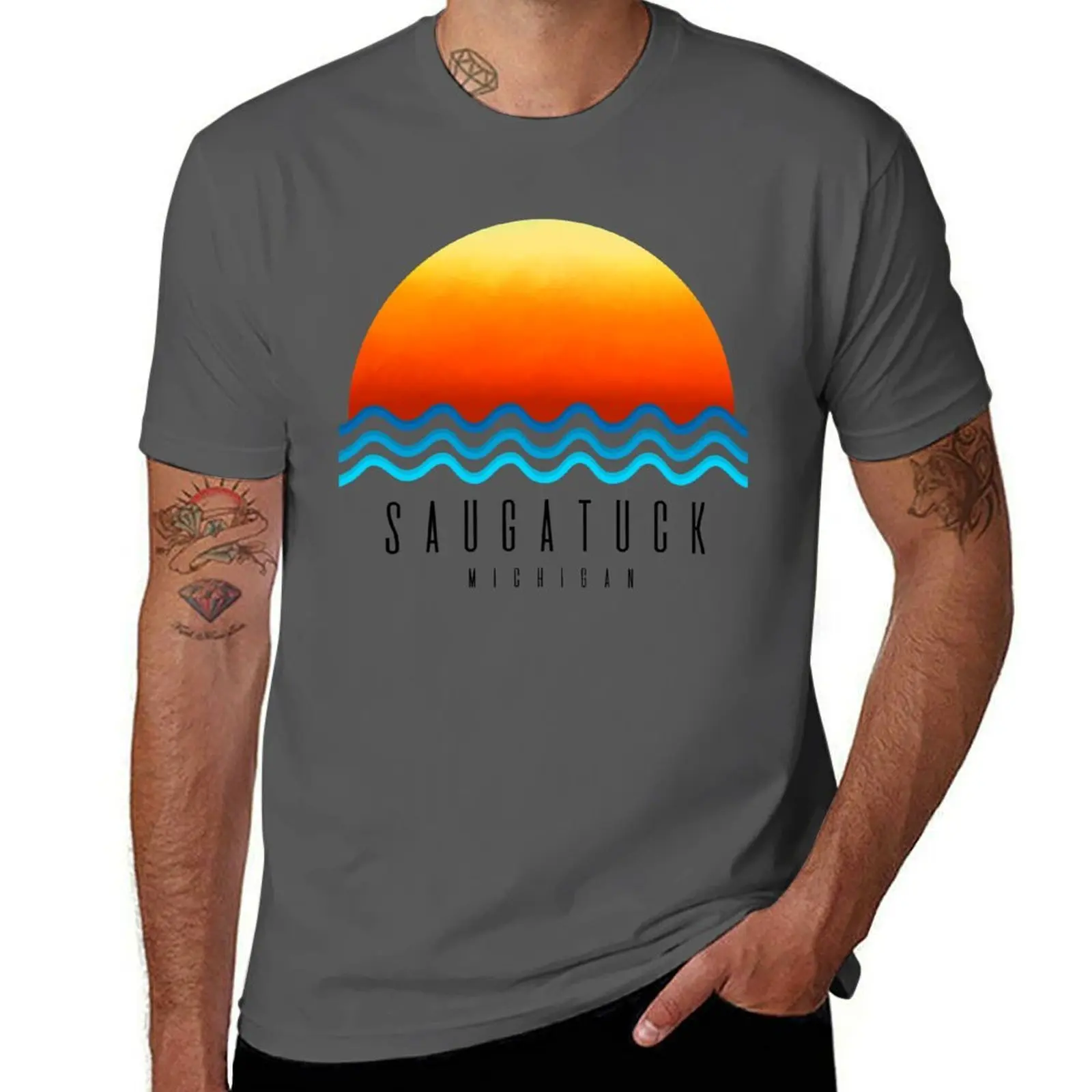 

Saugatuck Michigan T-Shirt Simple Line Art Print Tee