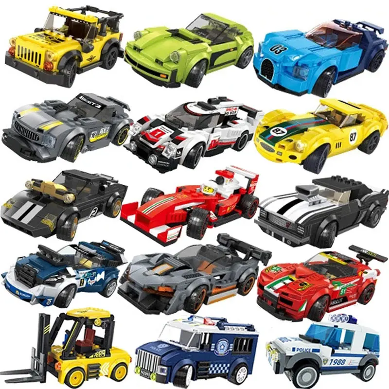 City Racing Car Building Blocks Speed Champion Sport Vehicle Technical Model Assembly MOC Bricks Education Toys For Kids Gifts