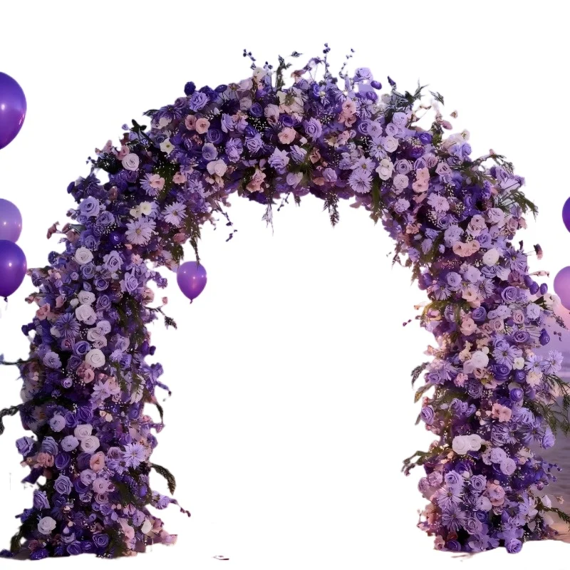 Circular wedding flower arch modular metal artificial silk fabric U-shaped medium