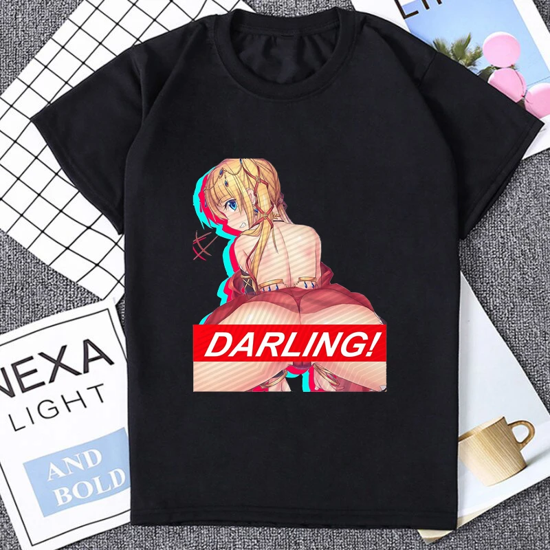 Hot Sale Darling Hentai Anime T Shirt Harajuku Creativity Acg Otaku Tshirt Babe Waifu Unisex Clothing Streetwear Fashion Tees