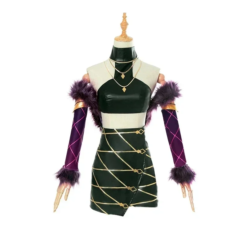 CosplayGame KDA ALL OUT Evelynn Cosplay Costume Vest Skirts KDA Women Sexy Outfits Roleplay Long Wig Halloween Customized Boots