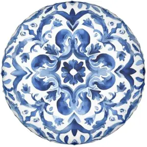 Blue Watercolor Tile Pattern Spare Tire Cover Decorative Wheel Protector for RV SUV Truck Camper Travel