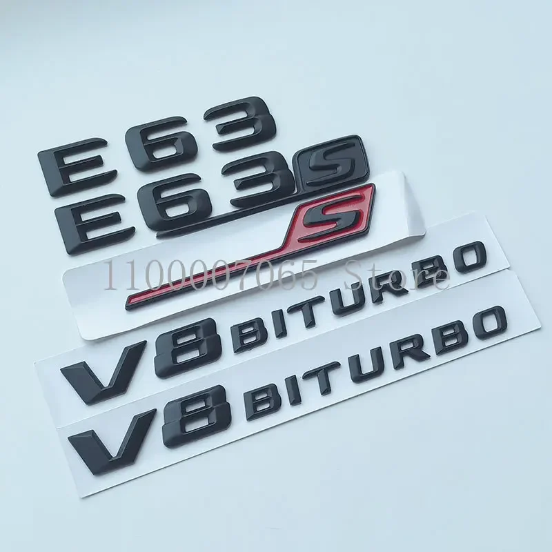 2015 Glossy Black Letters E63 E63S V8 Biturbo Top  ABS Emblem for Car Fender Trunk Nameplate W212 W213 Sticker