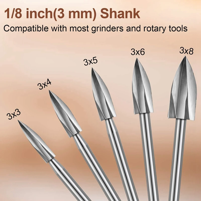 15 Pieces Wood Carving and Engraving Drill Bit Set, Including Engraving Drill Accessories Bit and Wood Milling Burrs [33A HPro]