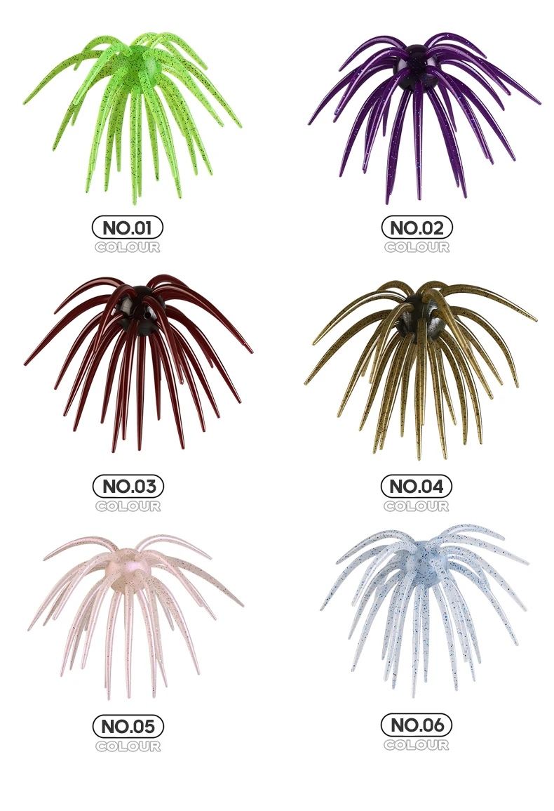 TAIYU 13cm Boxed Coike Seeigel Weichköder 2mm Tragbarer Punch mit Langlebigem Elastomer Künstlicher Bionischer Eleganter Tentakel-Köder – Detail 4