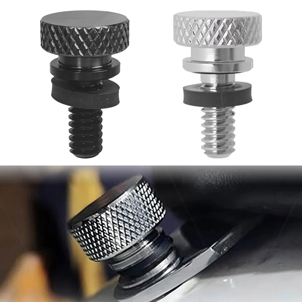 1 Piece Motorcycle Seat Bolt Seat Bolt For Harley All Models Sportster Touring Softail Dyna Cvo 1996-2019 Chrome/Black Knurled