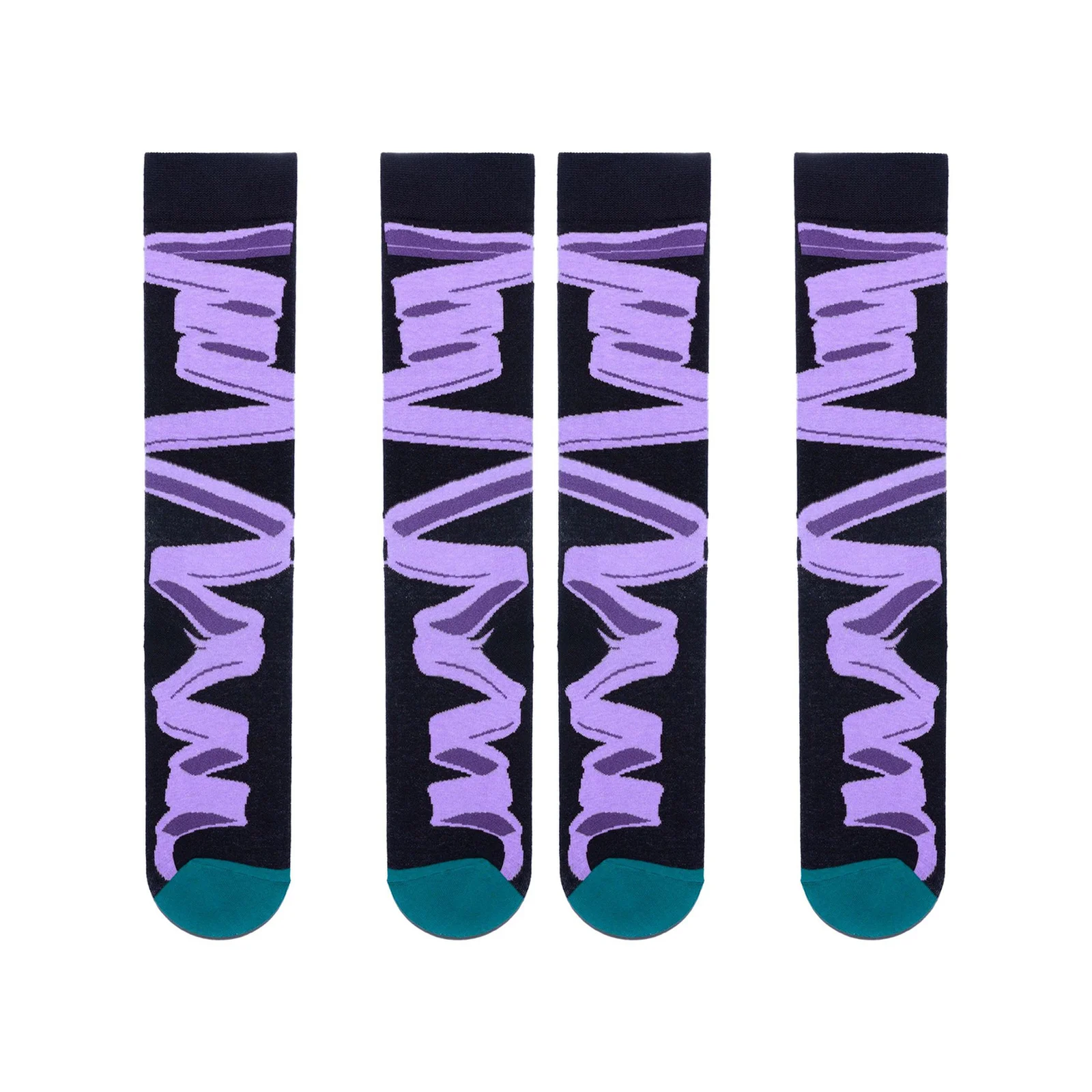 Retro abstract geometric JK calf socks set-including four styles: curve/wave/striped flower/green zigzag