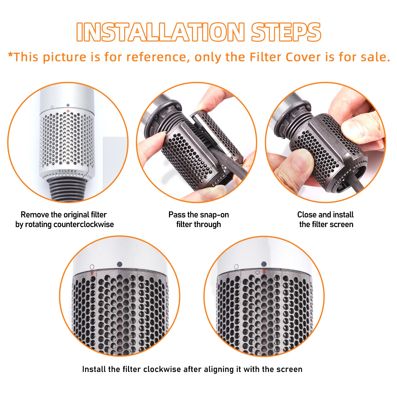 Magnetische Außenfilterabdeckung für Dyson Supersonic Haartrockner HD01 HD03 HD08 HD15 – Detail 4