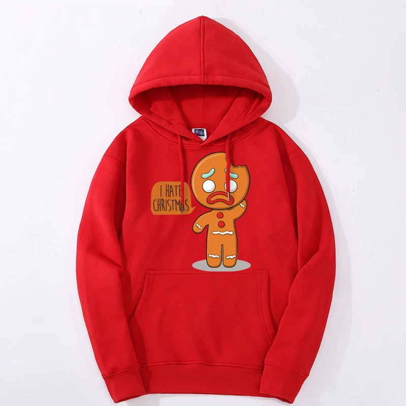 New Hoodies Print Cute Gingerbread Man I Hate Christmas Kpop Cool Moletom Casual Pullovers Tops Unisex Hoodie Streetwear