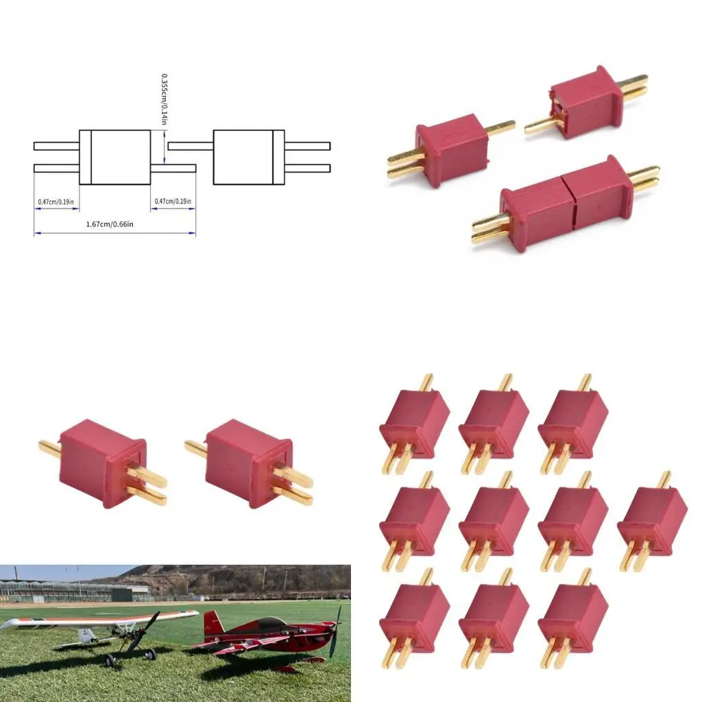 

R9UF 10Pcs Male and Female Deans Connectors Battery Helicopter T Plug Connectors
