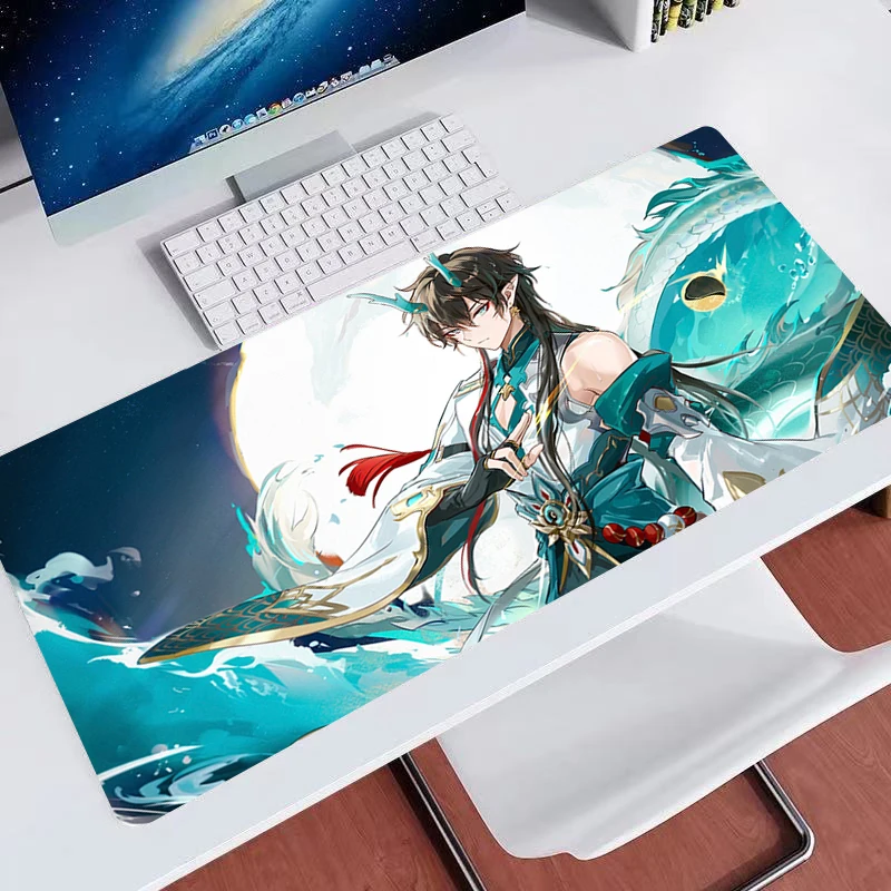 Mouse Pad Gaming Honkai Star Rail Dan Heng Computer Mousepad Playmat Natural Rubber Office Carpet Computer Mice Pad