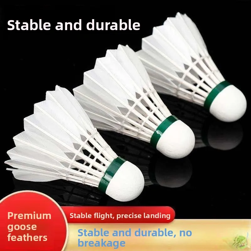 

Professional Grade Badminton Shuttlecocks Windproof Durable Goose Feathers Indoor Outdoor Competition Training Stable Set of 12