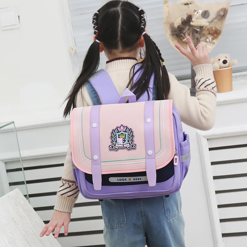 Mochila de gran capacidad con dibujos animados para niños, mochilas escolares con contraste de Color, nueva versión Horizontal, a la moda