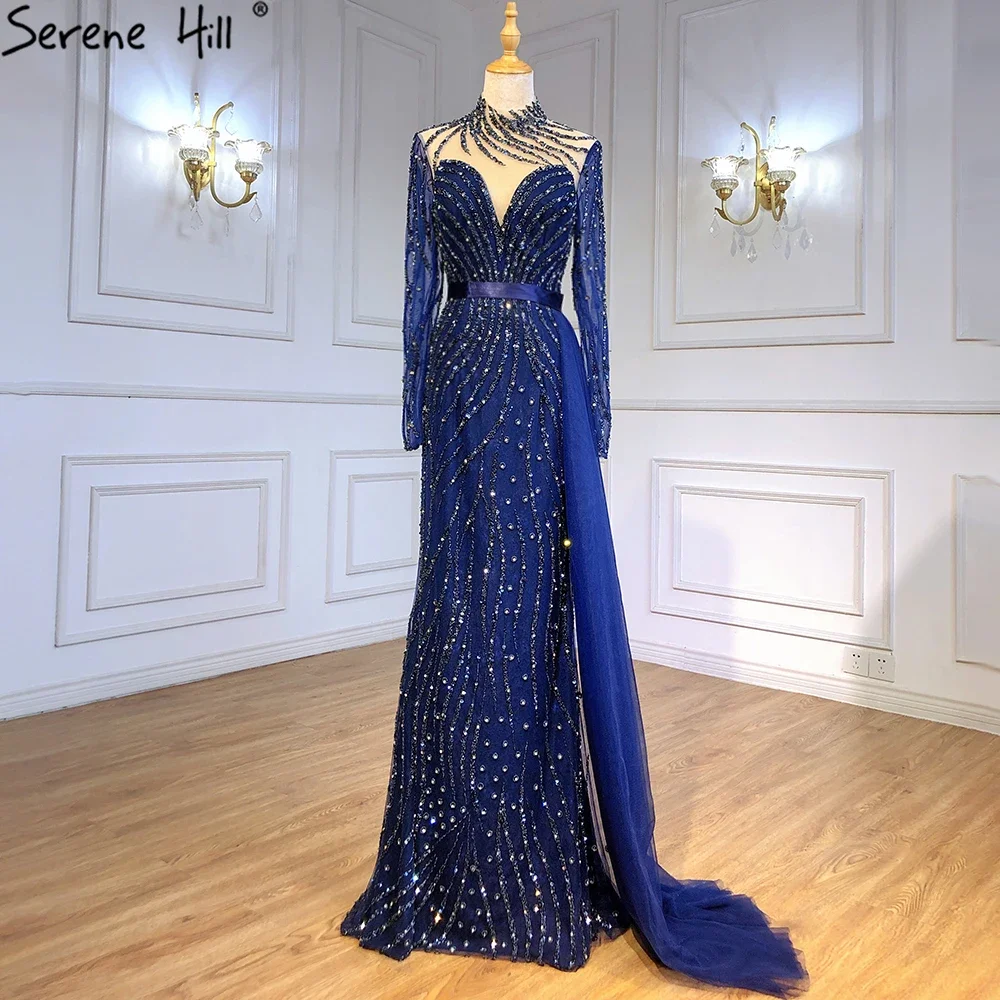 midnight blue dresses Satin Maxi Dress - All flutter sleeves Midnight Blue Bridesmaid Dresses |