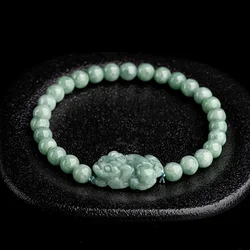 Burmese Jade Pixiu Bracelets Natural Chinese Green Jewelry Designer Gemstone Accessories Carved Bead Jadeite Women Bracelet