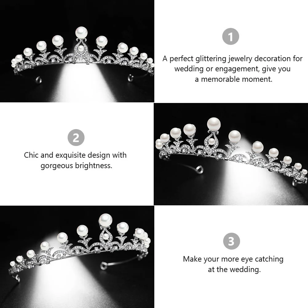 

Свадебная корона с жемчугом и стразами, свадебный головной убор, аксессуары для волос, элегантный дизайн для свадебной фотографии, косплей, вечеринка