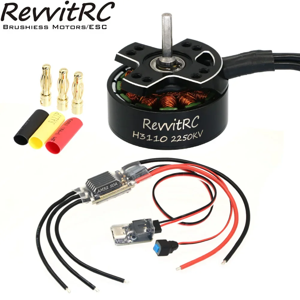 SkyDElRevvitRC H3110 2250KV 1850KV 2-4S 14-Pole Brushless Motor 3.17mm Shaft APE32 AM32 50A 3-6S 32-bit Car ESC For RC 1/10 RC C
