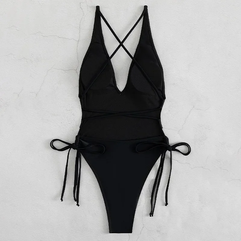 Swimsuit Woman 2024 Swimsuit Swimwear For Women Solid Push Up Women‘s Bathing Suit Beachwear Female Bodysuit image 3