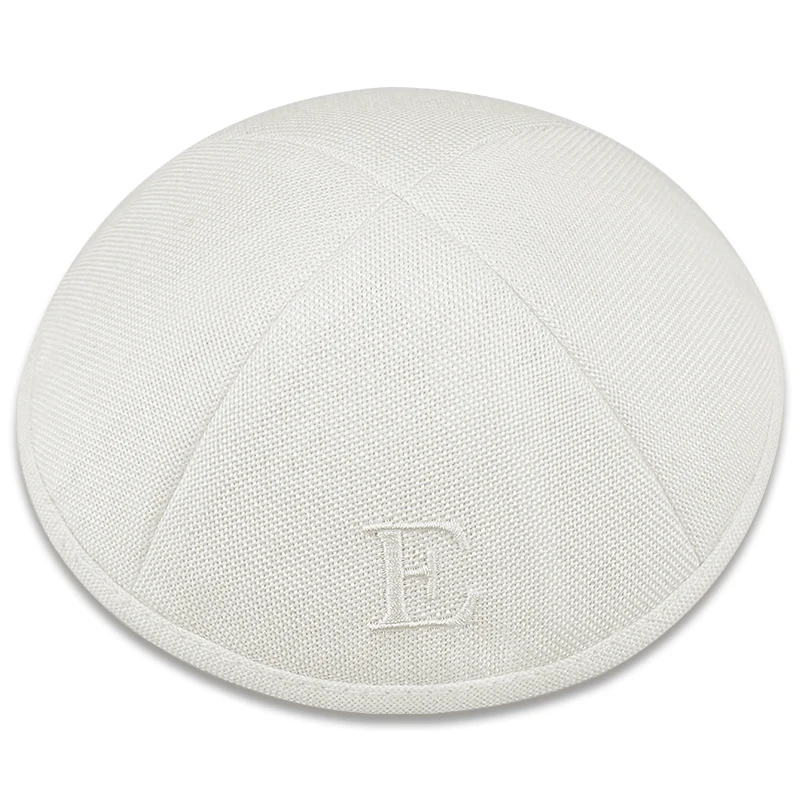 Ivory Burlap Customized Jewish Kippot, Wedding Kippah, Yarmulke