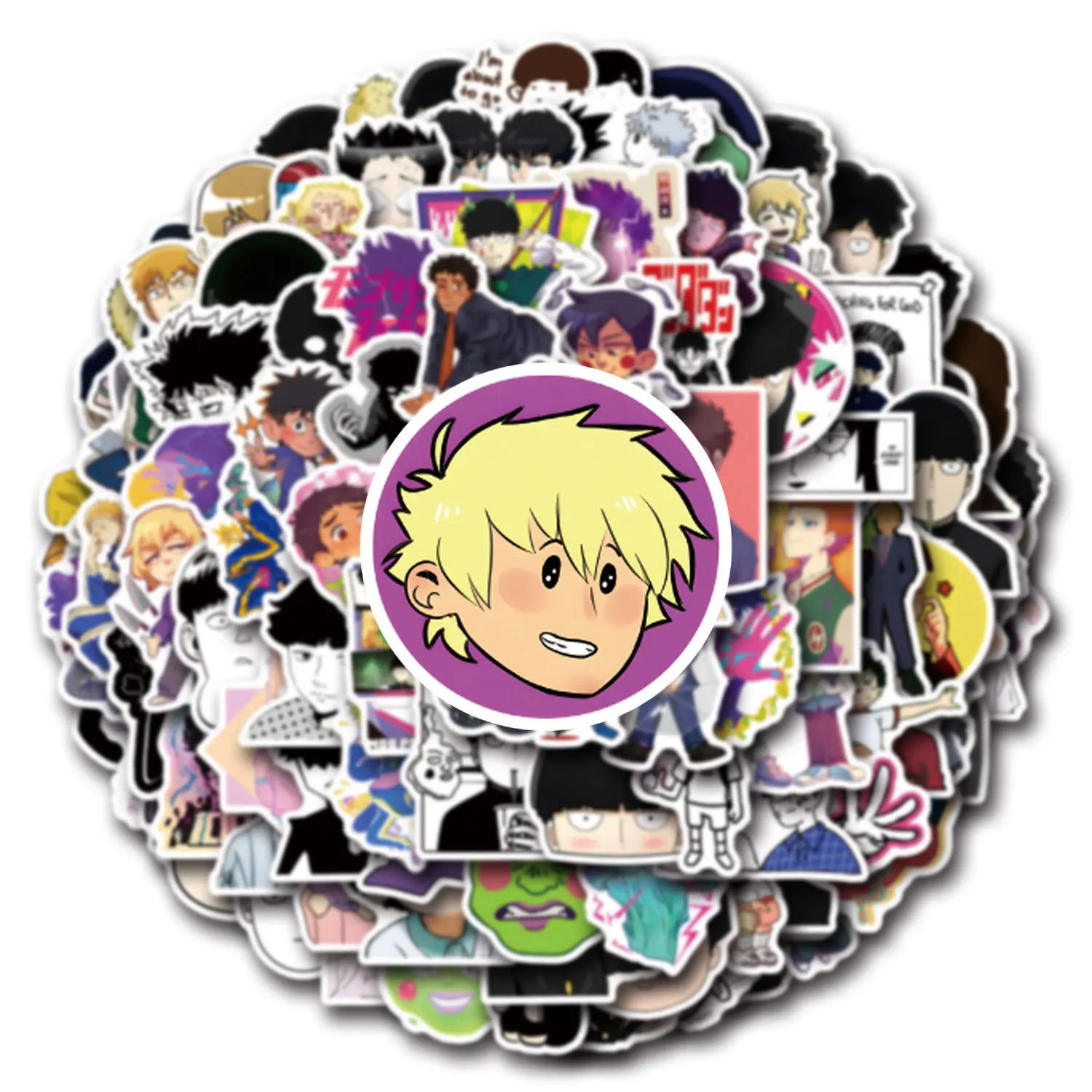 10/30/50/110PCS Mob Psycho 100 Stikers Funny Anime Decals Cartoon Graffiti Sticker Luggage Laptop Phone Guitar Bike Kids Toys