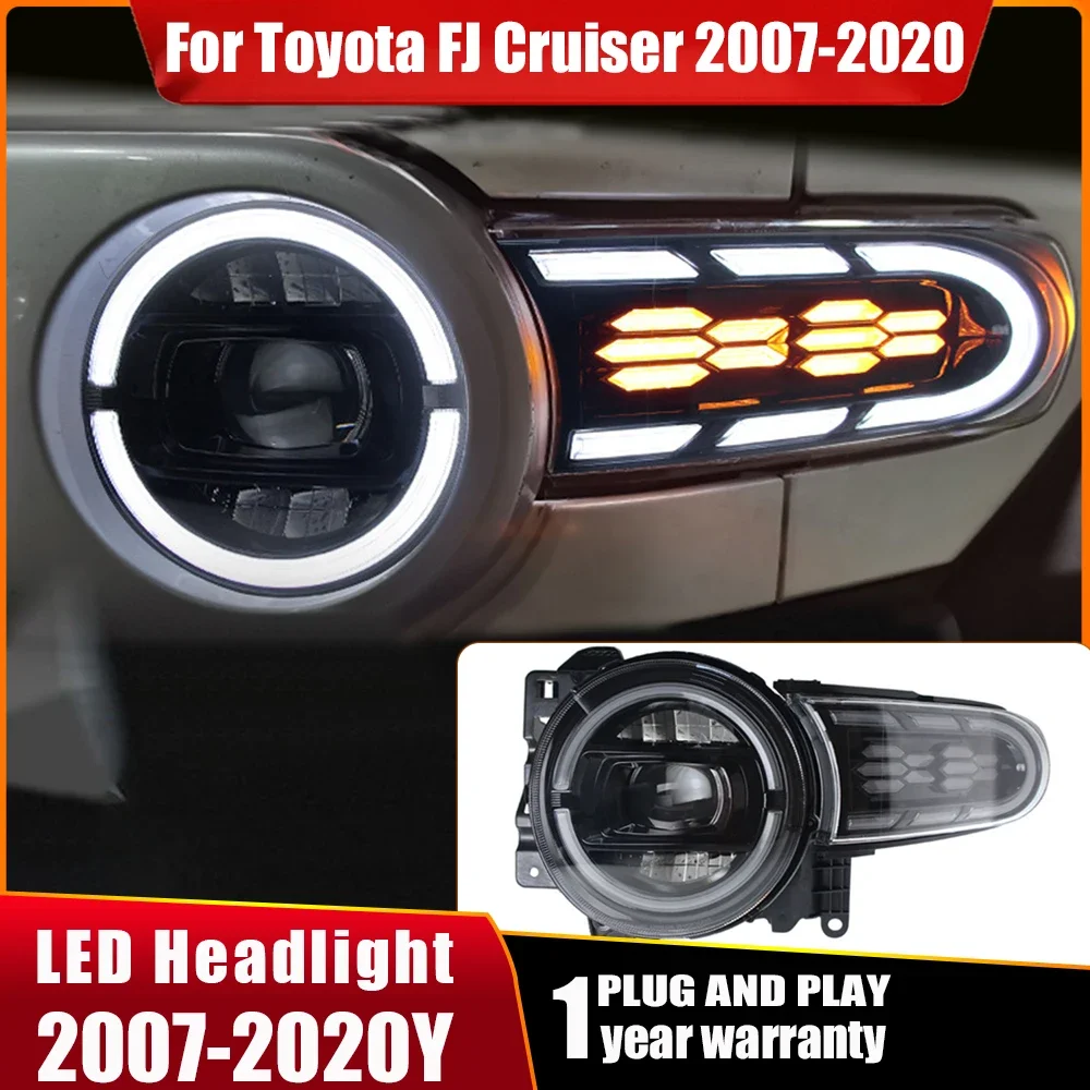 

2pcs Head Lamps fo Toyota FJ Cruiser LED Headlight 2007-2020 Headlights FJ Cruiser DRL Turn Signal High Beam Angel Eye Projector