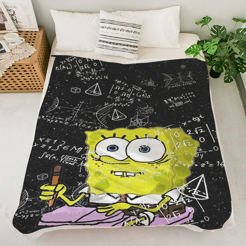 Custom Blanket S-Sponge Bobs King Size Blanket Warm Winter Blankets Microfiber Bedding Fluffy Soft Blankets Knee Anime Blanket