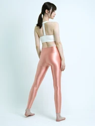 MJINM Sports Shiny Satin Joggers Women's Yoga Pants High Waist Jogging Quality Tights Soft Fitness Wide Waist Leggings