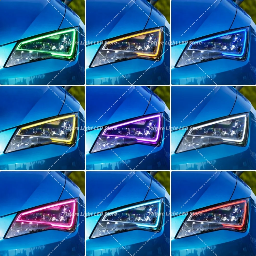 Lemon Yellow LED DRL Boards For Seat Leon MK3 Cupra 2013-2016 5F0941475 Car Headlight Daytime Running Light Module Blue Red