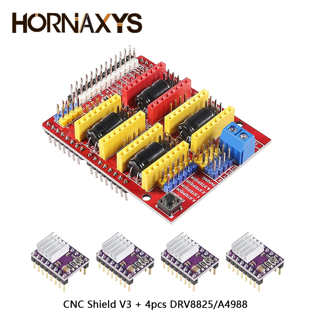 CNC Shield V3 Engraving Machine/3D Printer + 4pcs A4988 /4pcs DRV8825 Stepper Motor Driver With Heat sink Driver Expansion Board