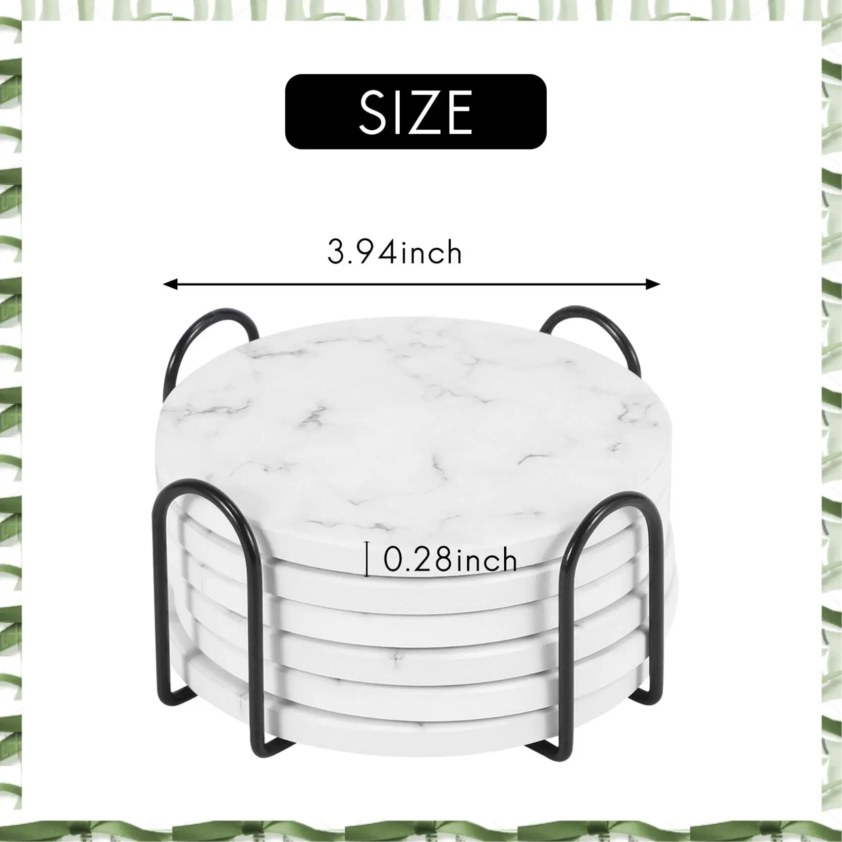 Professional Tool Absorbent Coasters For Drinks Coasters Set With Holder, Set Of 6, For Kinds Of Mugs Marble Style Coasters, 4 I