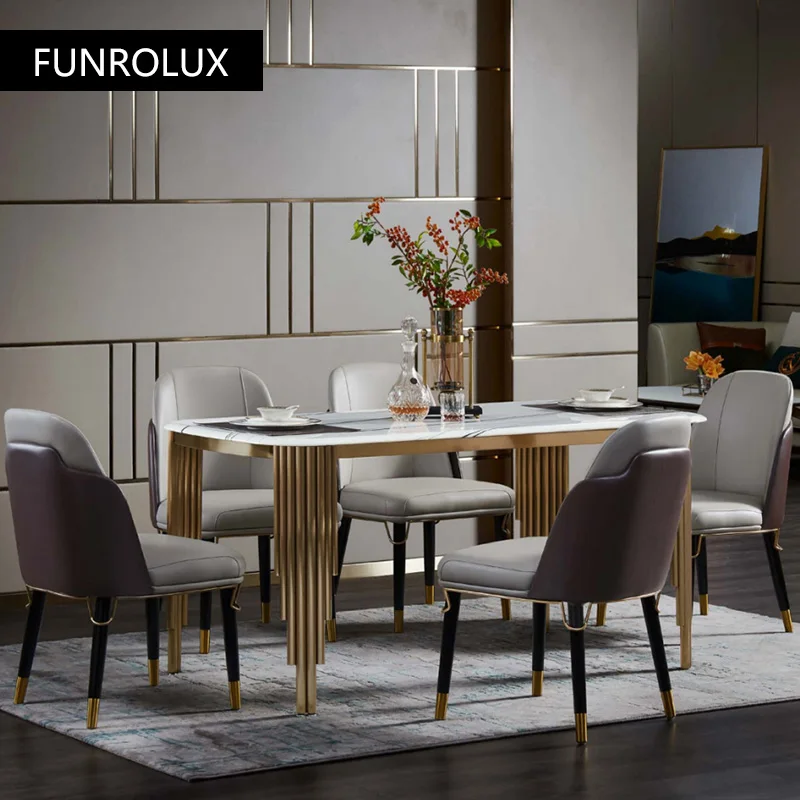 Modern marble dining tables Nordic small apartment home rectangular post-modern dining table