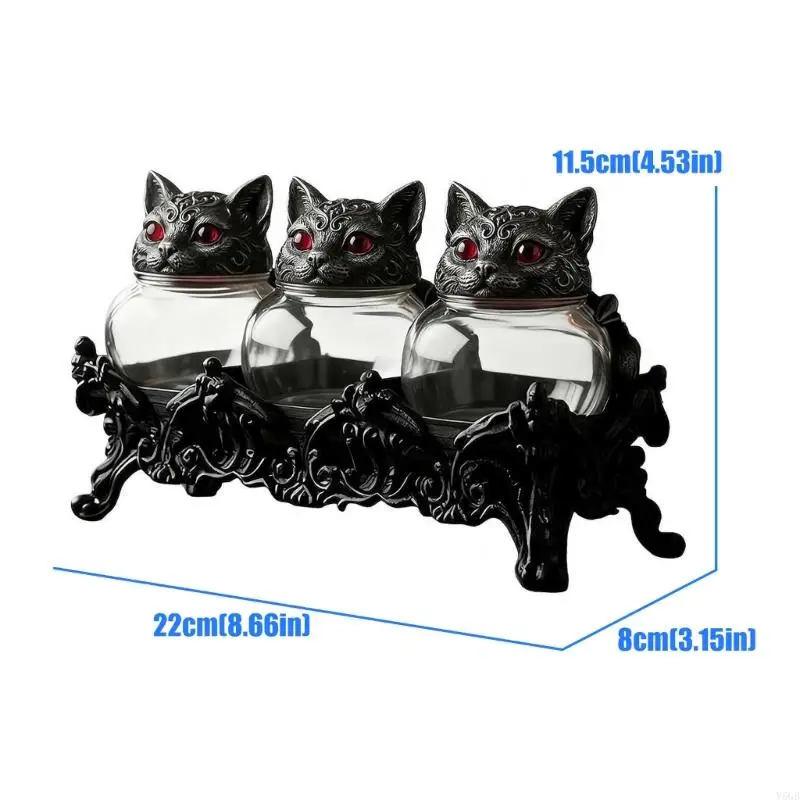 Cats Head Glasses Spices Jars With Flower Holders For Kitchen Countertops Storage And Organization Y5GB 6
