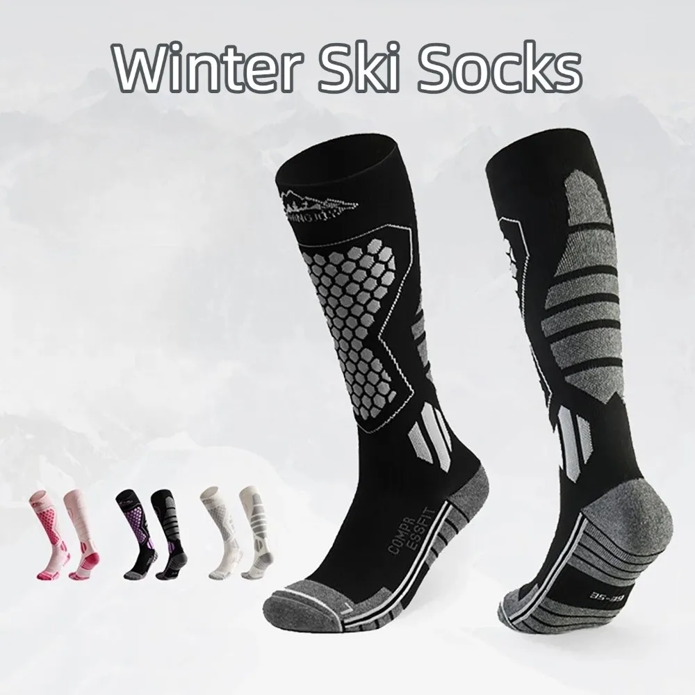 

New Thickened Ski Socks Breathable Anti-slip Compression Socks Thermal Moisture-wicking Knee High Socks for Cold Weather