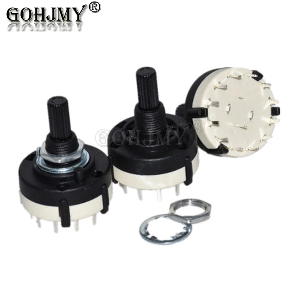 RS26 4 Pole 3 Position Rotary Band Switch 2 Pole6 Position  1 Pole12 Position Handle Length 21MM 3 Pole 4 bit Axis Band Switch