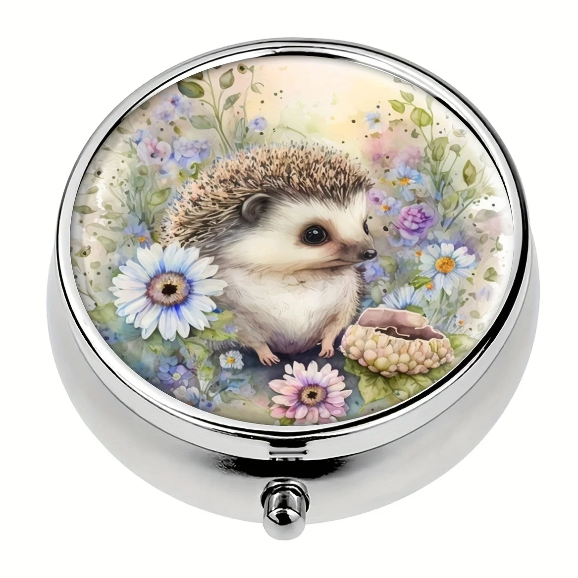 Cute Hedgehog Round Pill Box,Household Portable Medicine Storage Box,3-grid Sub-packaging Medicine Box For Outdoor Travel